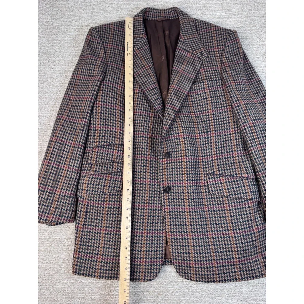 Ercole's Donegal Mist Handwoven Tweed Blazer Wool Mohair Cashmere Brown Check 42
